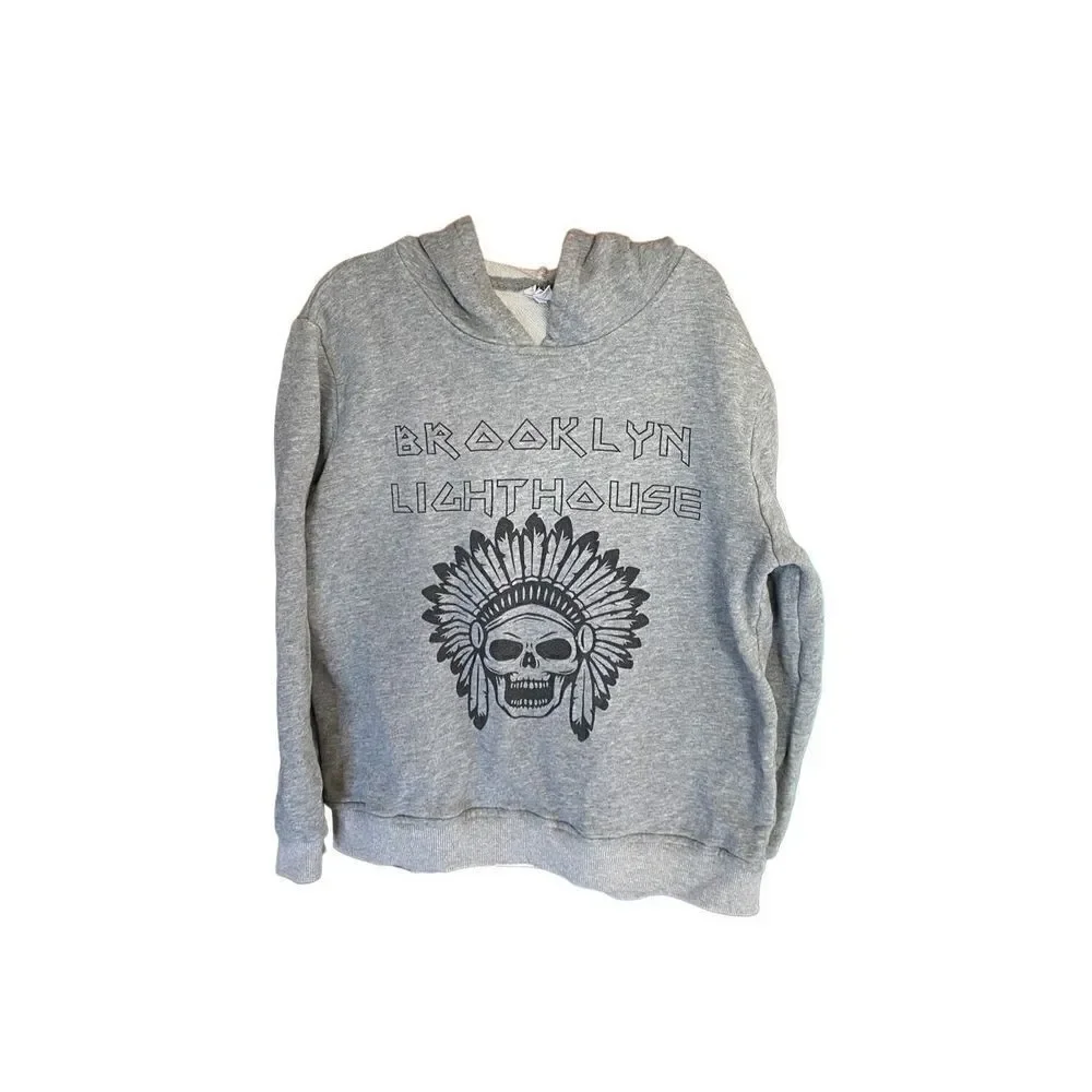 Brooklyn lighthouse boys, Indian skeleton gray hoodie, 7/8 ￼
